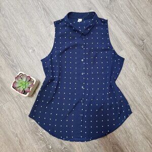 Old Navy * Sleeveless Blouse * Navy Dot Sz M